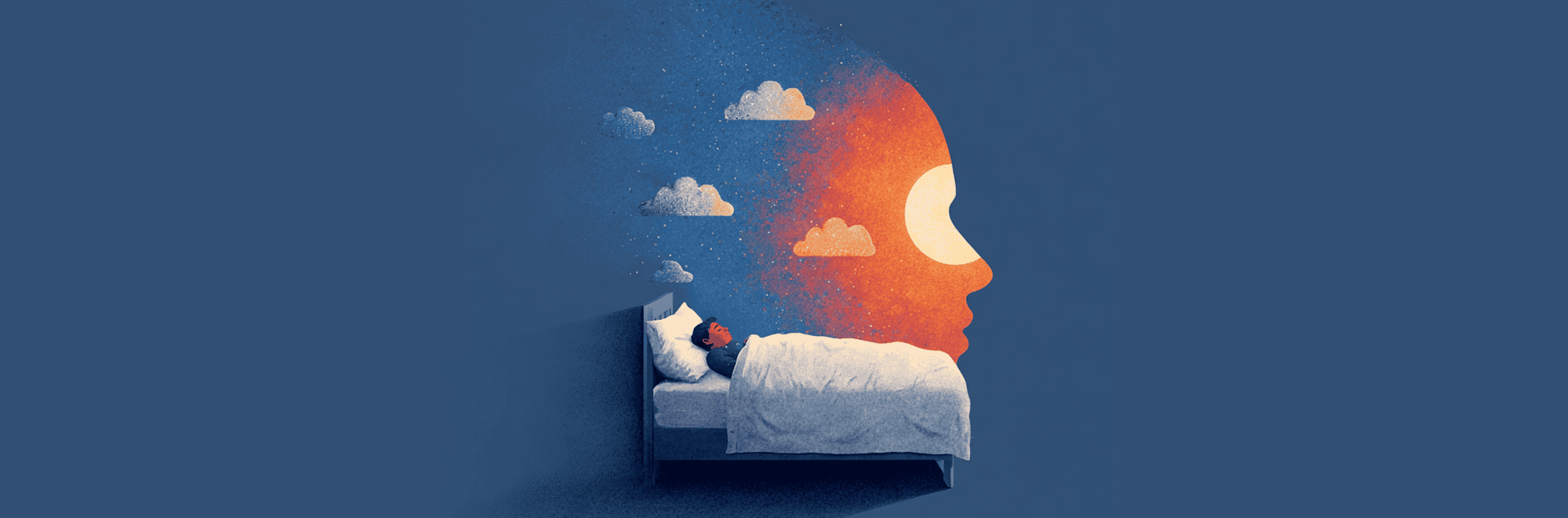 Personne endormie avec silhouette lumineuse évoquant les cycles du sommeil 