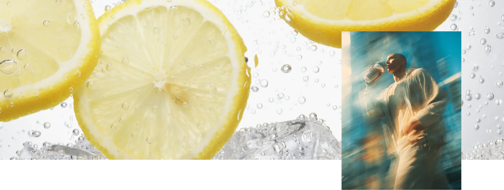 Tranche de citron frais dans l'eau pour boisson hydratante naturelle avec minéraux et électrolytes