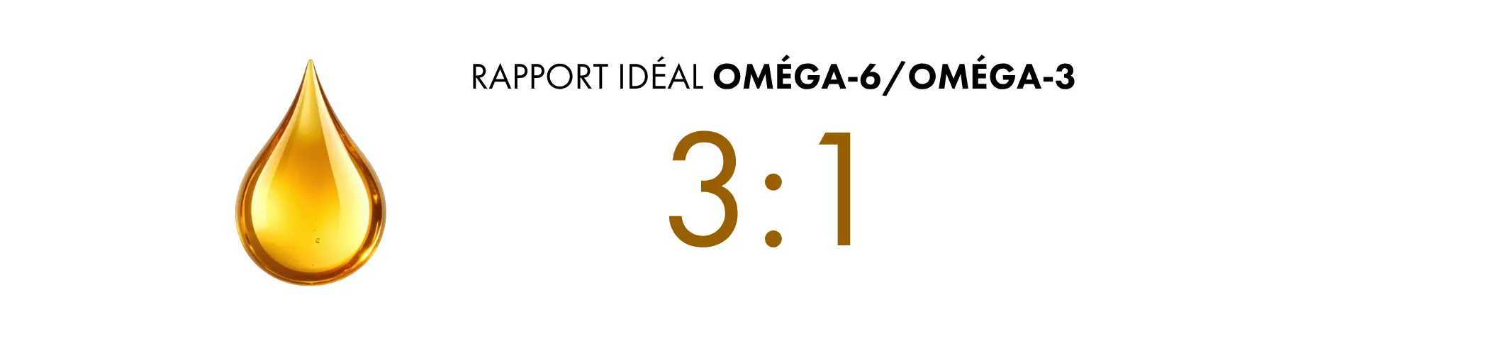 Infographie indiquant que le rapport idéal oméga-6/oméga-3 est de 3 pour 1. 
