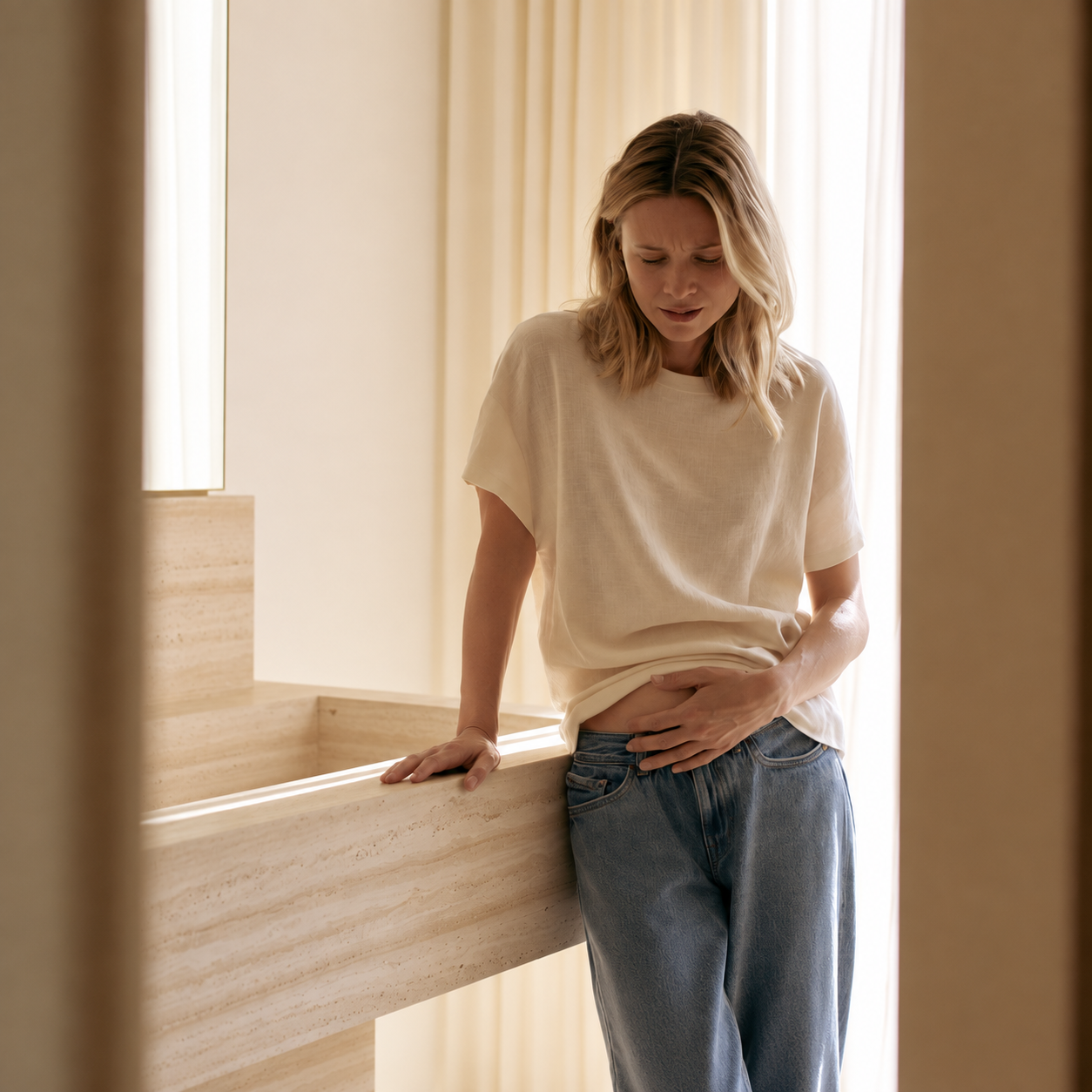 Femme qui souffre d'une infection urinaire 