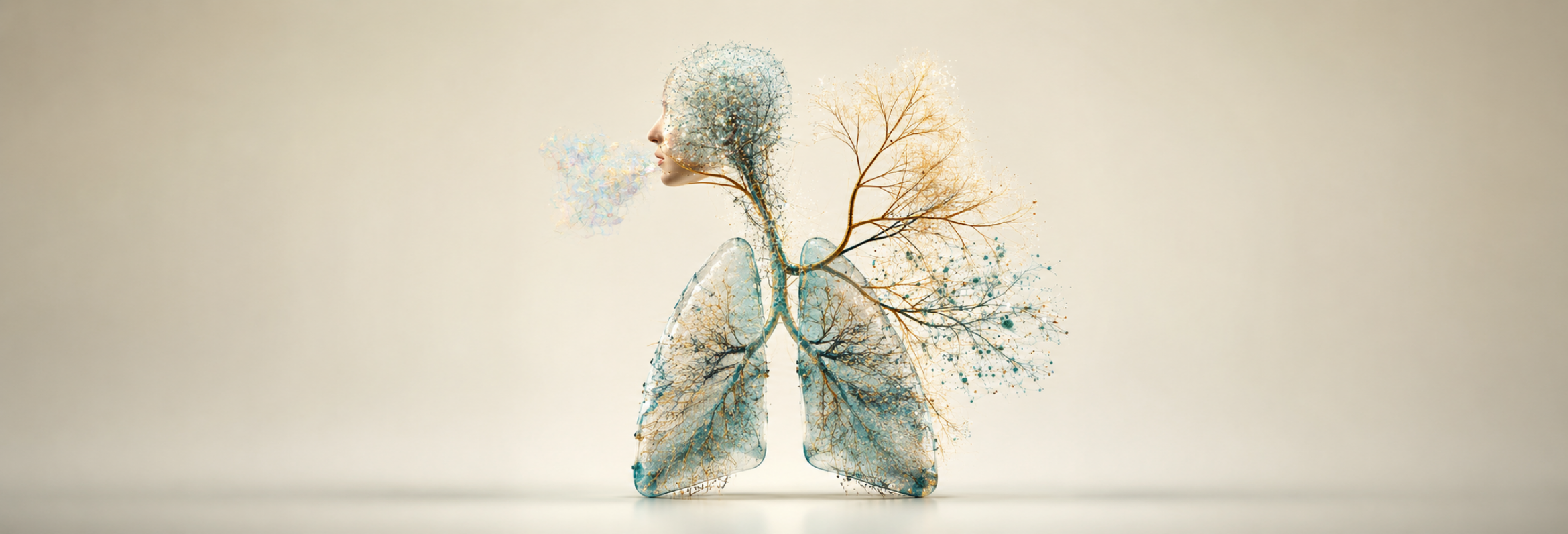 Illustration artistique des poumons et de la respiration, voie d'entrée des perturbateurs endocriniens dans l'organisme