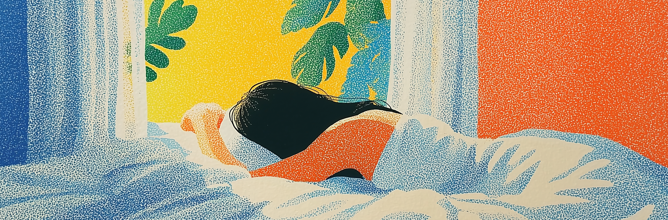 Illustration d'une personne dormant paisiblement dans un environnement chaleureux, symbole d'un sommeil naturel et réparateur retrouvé