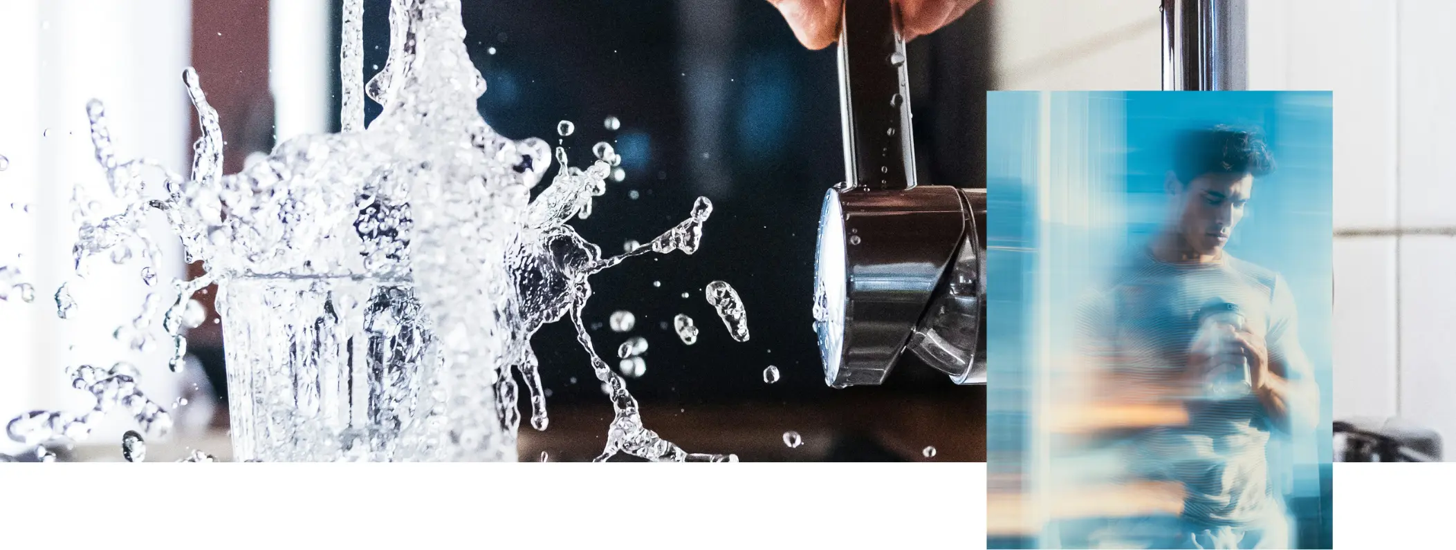 Verre d'eau fraîche avec éclaboussure montrant l'hydratation essentielle pour l'effort sportif