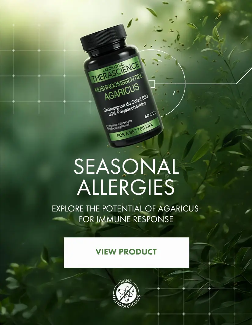 Immune response support for seasonal allergies with Agaricus Mushroomssentiel Therascience